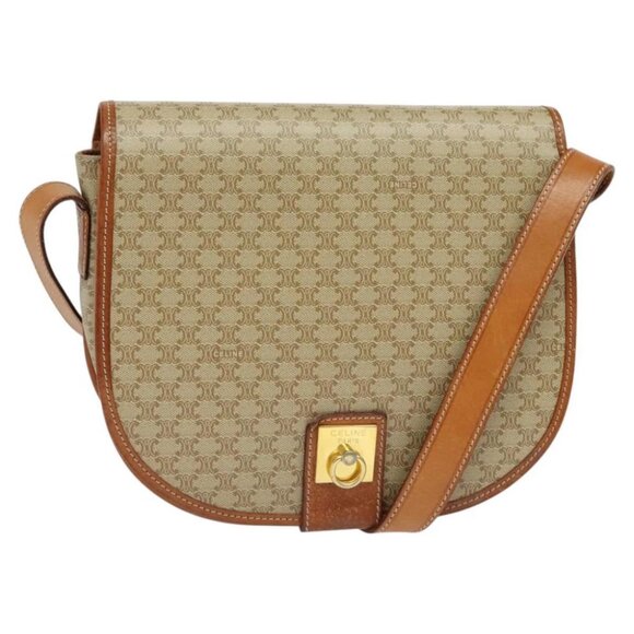 CELINE Shoulder Bag PVC Beige Gold - Picture 1 of 14